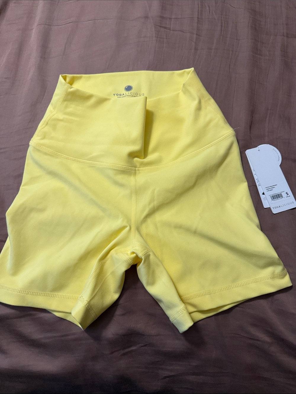 Yogalicious Bright Yellow High-Waist Athletic Bike Shorts